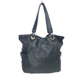 COLE HAAN Womens Black Pebbled Leather Bucket Shoulder Bag 12 X 12